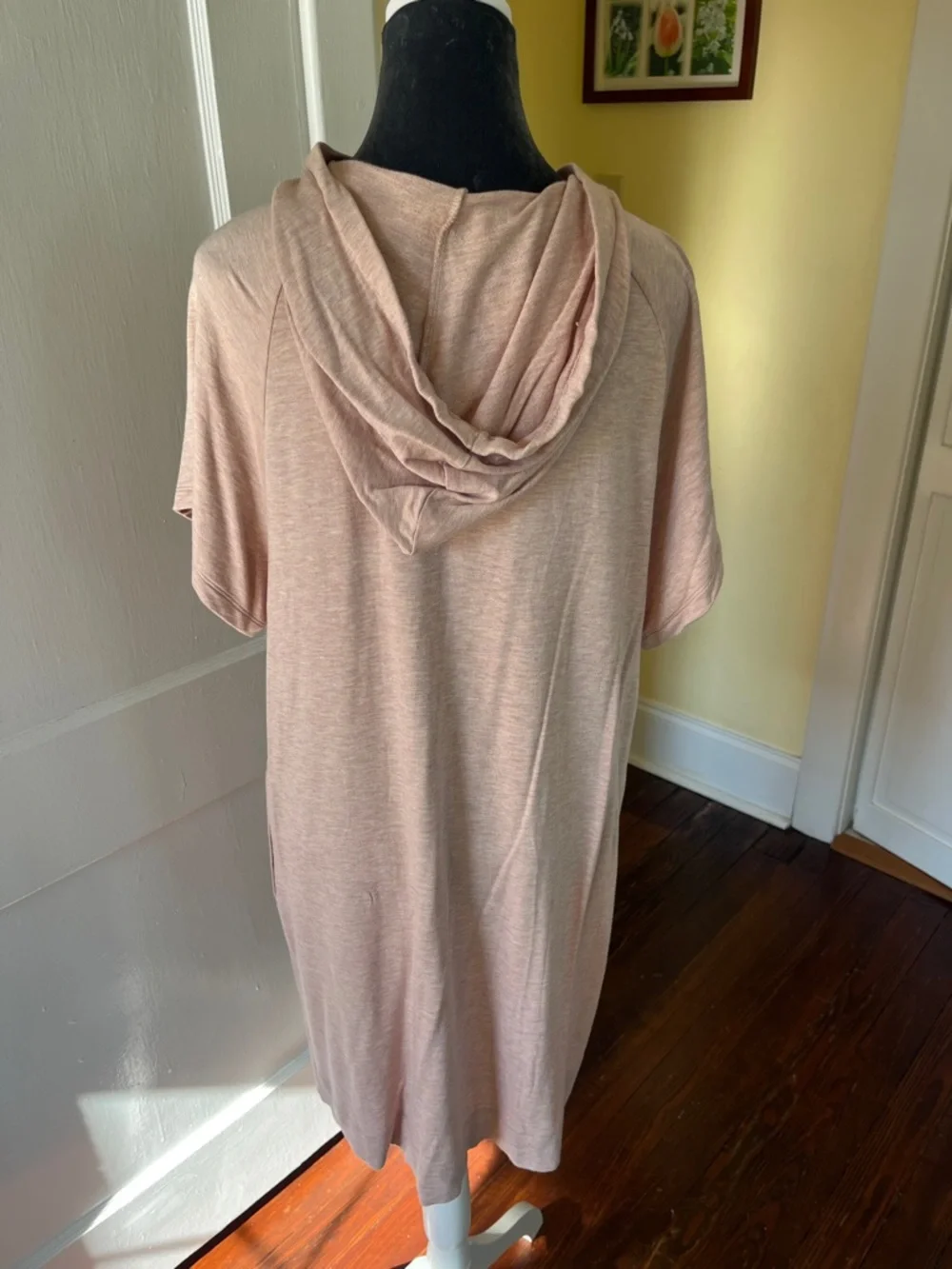Loft Light Pink Hooded T-Shirt Dress With Ribbon Strings - Picture 4 of 7